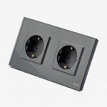 Tosyco Priză Schuko dublă cu ramă din sticlă (TOS-C2SK-Y)