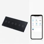 Tosyco Întrerupător simplu cu touch (tactil) din sticlă [CLONE] [CLONE] [CLONE] [CLONE] [CLONE] (TOS-C2G2G2G1WWIFI-L-B)