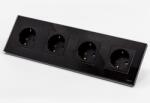 Tosyco Priză Schuko cvadruplă cu ramă din sticlă (TOS-C4SK-B)