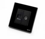 Tosyco Priză Schuko simplă cu ramă din sticlă [CLONE] (TOS-C1TV1L-B)