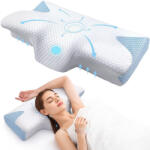 Linomag Pernă Ortopedică din Spumă cu Memorie, Linomag®, Design Ergonomic pentru Suport Cervical, Relaxare și Aliniere a Coloanei, Ideală pentru Durerea de Gât și Spate, pentru Dormitul Lateral, Spate sau Sto