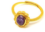 R. M. ékszer Csaroit gyűrű virág 12x10 mm, aranyszínű, állítható „Északi Ibolya (019507)