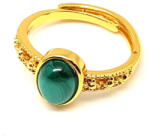 R. M. ékszer Malachit gyűrű ovál 10x8 mm, aranyszínű, állítható „Kongói Zöld (019493)