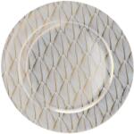 Chomik Kerek dísz alátéttányér 33x33x1, 5cm fehér-arany levelekkel 69283 (VEN7779)