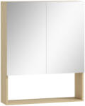 HomCom Fürdőszobaszekrény, tükrös ajtók, fali, MDF, 60 x 16, 6 x 75 cm, tölgyfa (834-900V90AK)