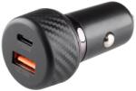 Somogyi Elektronic SAL SAU48PD autós USB gyorstöltő, 48Watt, 2in1: USB-A + USB-C, QC+PD gyorstöltés, LED világítás