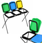 MultiGarden Szemeteszsáktartó állvány, MultiGarden LT3-21, háromzsákos, zsákkapacitás: maximum 120 l, fém keret, 98 x 43 x 75 cm, sárga + zöld + kék fedél (TF5466)