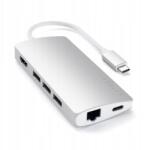 Satechi alumínium adapter V2 Usb-c, 3x Usb-a, 4K Hdmi, micro/SD, Ethernet (ST-TCMA2S)