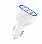 Dudao Autós töltő 3x Usb Quick Charge 3.0 QC3.0 2.4A 18W fehér (4901996686147)