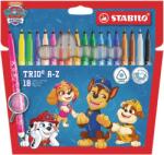 STABILO Filctoll készlet, 0, 7 mm, STABILO Trio A-Z , Mancs őrjárat, 18 különböző szín (378/1-18-05) - papir25
