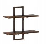  Akasztós polc fa fém 42x15 cm, Thygiftree Rustic Brown Barna Dupla (B0D9QNFCTF)