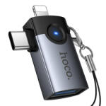 hoco. Adaptor OTG Lightning / USB-C - USB-A HOCO UA46D, Gri