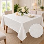 Pucioasa Fata de masa satinata jacquard crem 150x220 cm, elegant floral Fata de masa