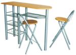 Mobikon Masa tip bar cu 2 scaune bar argintiu natur Boxer 120x40x88 cm (18725)