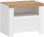 Mobikon Noptiera DTD alb lucios/stejar wotan Vilgo 60, 1x40x50, 5 cm (67183)