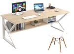 Mobikon Birou cu raft din mdf maro stejar natural si picioare metal alb Tarcal 100x60x72 cm (17693)