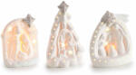 Decorer Set 3 decoratiuni Nasterea Domnului portelan alb auriu cu led 7.5x5.5x12 cm (41449)