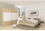 Mobikon Set mobilier dormitor mdf natur stejar sonoma alb, pat 180x200 cm, Gabriela 201.6x62x200 cm (32778)