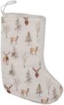 Clayre & Eef Ciorap Craciun din textil alb maro model Reni 21x1x28 cm (9838)