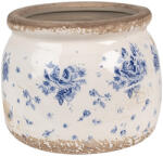 Clayre & Eef Set 2 ghivece flori ceramica bej albastra 12x10 cm (46511)