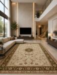 LOTOS Covor Lotos 523-130, Marime 200 x 300 cm, Crem, Verde, Inaltime Fir 8 mm, Antialergic, Polipropilena, Living, Dormitor, Sufragerie, Birou Covor