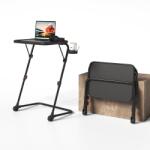 Meuble Cosy Összecsukható Laptop Asztal, 48×35 cm Lappal, max. 16 hüvelykes Laptophoz, 4 Magasság, 3 Dőlésszög, Fekete
