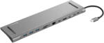 Sandberg USB-C 10-in-1 Docking Station dokkoló, HDMI, VGA, gigabites Ethernet, 100 W tápbemenet, szürke (136-31)