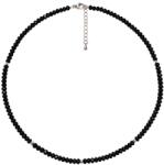  Colier Onix Negru Disc Fatetat 3x4 mm cu Argint 925 sau Inox 316L 1 Buc