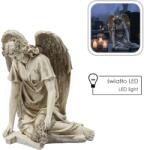 Chomik Figura ülő angyal kereszttel LED bézs 34x26, 5x38cm 68888 (DED8721)