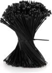 TYPEC Set 110 Coliere / Bride de Strângere din Plastic Negru, 200 mm x 2.5 mm, Nailon Rezistent pentru Organizare Cabluri și Grădinărit