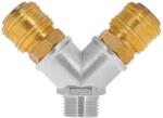Tvardy Distribuitor de aer din alamă Tvardy 1/2" cu două cuplaje rapide 81607 (T00295)