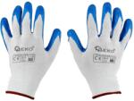 GEKO Mănuși de lucru din poliester cu latex, mărimea 9, alb-albastre 81891 (G75048)