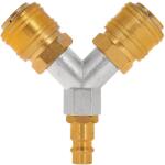 Tvardy Distribuitor de aer din alamă Tvardy cu nipluri 1/4" și cuplaje rapide 81632 (T00296)
