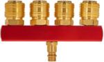 Tvardy Distribuitor de aer cu patru căi din alamă Tvardy 1/4" cu cuplaje rapide 81585 (T00297)