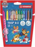 STABILO Filctoll készlet, 0, 7 mm, STABILO "Trio A-Z", Mancs őrjárat, 12 különböző szín (TST37811205) - webpapir