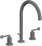 Hansgrohe Archivio 3-lyukas mosdócsaptelep 190, karos fogantyúkkal, húzórudas leeresztőgarnitúrával, Szálcsiszolt Fekete Króm 34029340 (34029340)