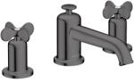 Hansgrohe Archivio 3-lyukas mosdócsaptelep 30, keresztfogantyúkkal, húzórudas leeresztőgarnitúrával, Polítozott Fekete/Króm 34024330 (34024330)