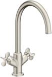 Hansgrohe Archivio Kétkaros mosdócsaptelep 210, keresztfogantyúkkal, húzórudas leeresztőgarnitúrával, Rozsdamentes Acél 34022800 (34022800)