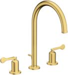 Hansgrohe Archivio 3-lyukas mosdócsaptelep 190, karos fogantyúkkal, húzórudas leeresztőgarnitúrával, Szálcsiszolt Arany 34029250 (34029250)