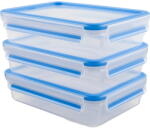 emsa CLIP & CLOSE food storage containers 1.2 liters (transparent/blue, rectangular, 3 pieces) (515645) - vexio