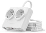 Orico Prelungitor pentru interior Orico PDC25, 2 prize, 2xUSB-A / 22.5W, 2xUSB-C / 25W, 2500W, 10A, Lungime cablu 1.6m, Alb (6942227174628)