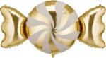 PartyDeco Balon din folie - Bomboană de Crăciun bej-auriu 113 x 54 cm