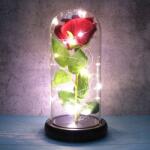  Trandafir etern in glob de sticla cu LED - rosu
