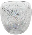 HIT duplafalú üvegpohár, konfetti, ezüst, 250 ml (27022332)