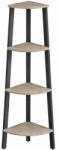 Brius Raft de colt cu 4 etaje, tip biblioteca, cadru metal si polite lemn, 34x34x125 cm, gri stejar si negru (EZ-LLS034M01) Raft