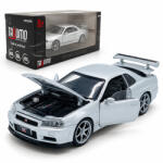 Tayumo Macheta Nissan GT-R R34 V-Spec II argintiu, cu lumini, sunet si pull-back, scara 1: 32, Tayumo (3079)