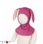 ManyMonths Cagula ManyMonths Bunny Ears lână merinos - Nebula Pink