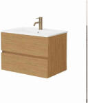 Fluminia Genova Masca lavoar baie suspendata cu 2 sertare 80x46xH50 cm, maro (rovere naturale), front neted (GENOVA82-RN)