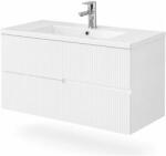 Fluminia Malta Masca lavoar baie suspendata cu 2 sertare 100x46xH50 cm, alb, front riflat (MALTA2-102-BL-GW-C)