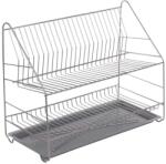 Altomdesign Edényszárító, dupla, acél, 50 cm, szürke (50M-SUS-250S)